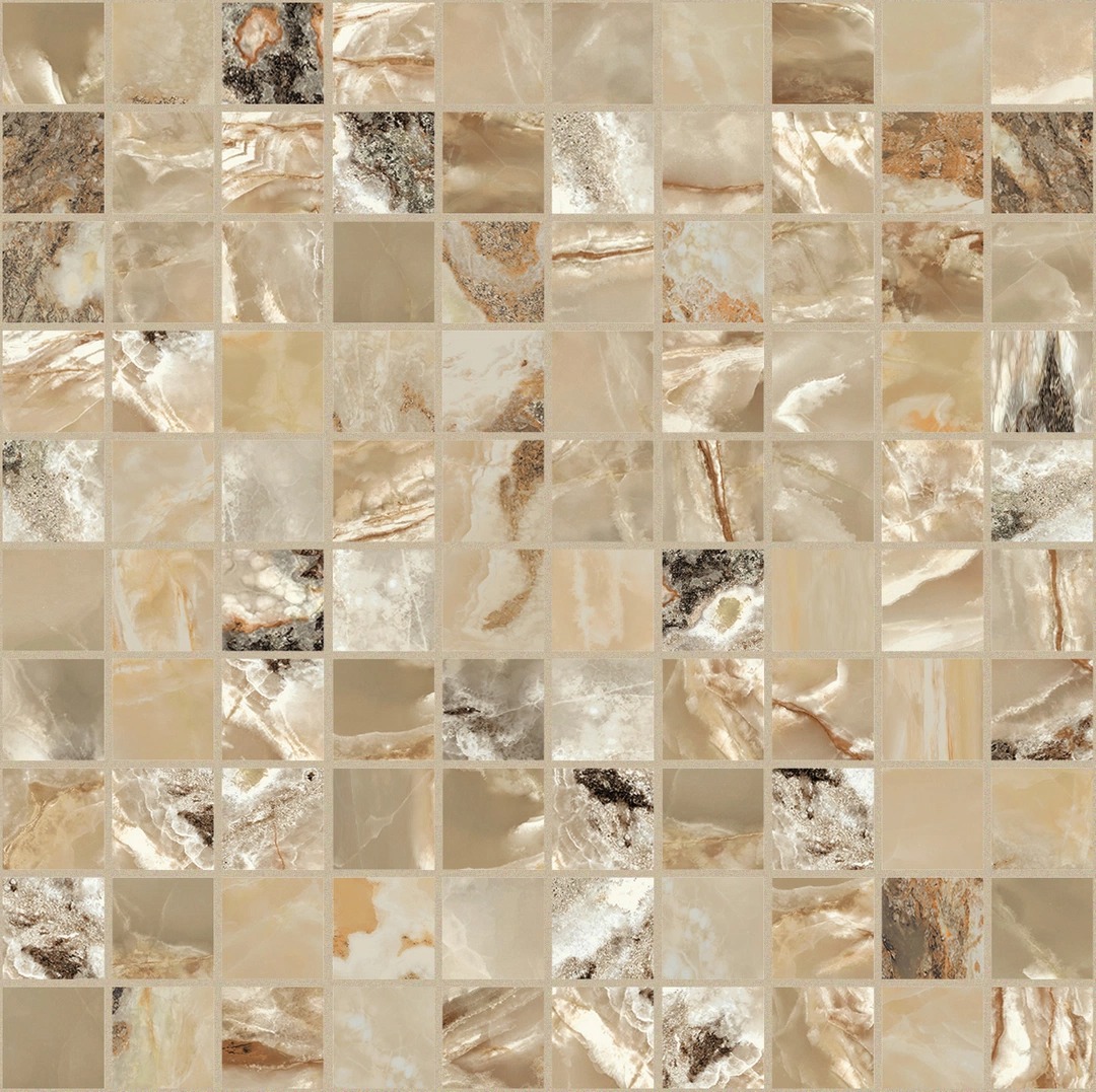 Керамогранит Onyx and More Golden Blend Glossy Mosaico 3x3 30x30