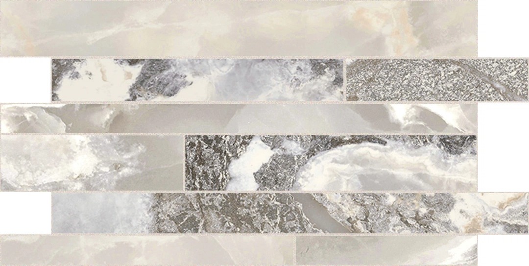Керамогранит Onyx and More White Blend Glossy Modulo Listello Sfalsato 30x60