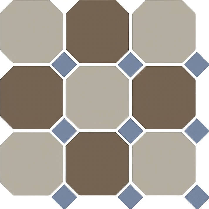 Керамогранит Octagon New 4401+29 Oct11-A Beige 01 Coffe Brown 29 Octagon/Blue Cobalt 11 Dots 30x30