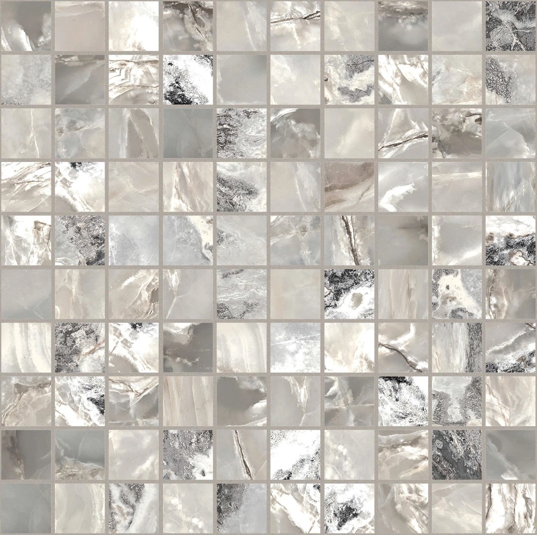 Керамогранит Onyx and More Silver Blend Glossy Mosaico 3x3 30x30