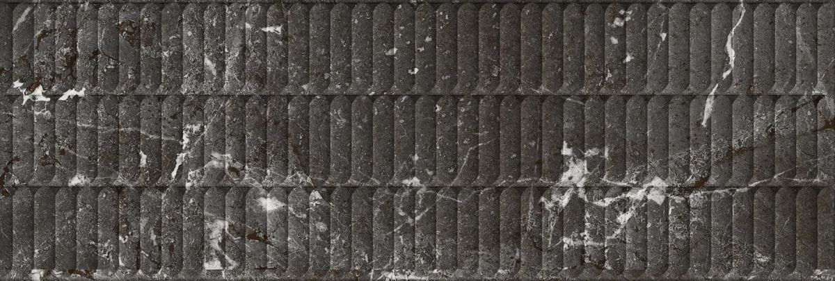  плитка Тубкаль Чёрный Глянцевый Структура 30x89.5