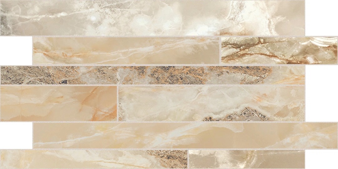 Керамогранит Onyx and More Golden Blend Glossy Modulo Listello Sfalsato 30x60