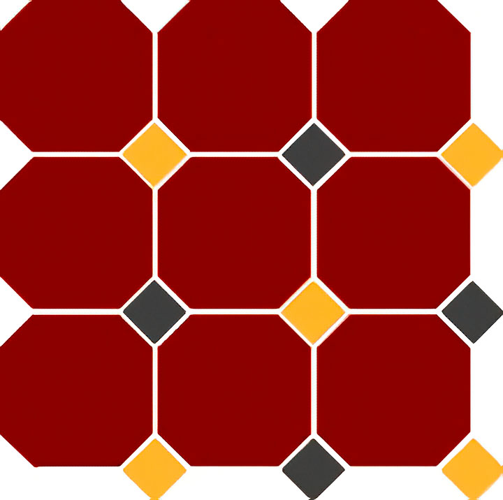  Octagon New 4420 Oct21+14-B Brick Red 20/Ochre Yellow 21 + Black 14 Dots 30x30