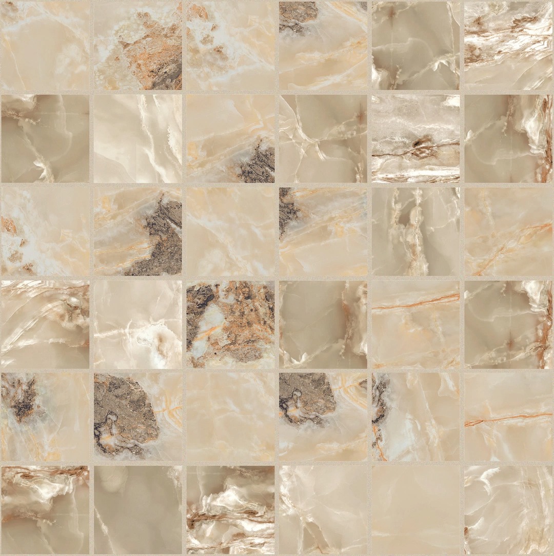 Керамогранит Onyx and More Golden Blend Glossy Mosaico 30x30