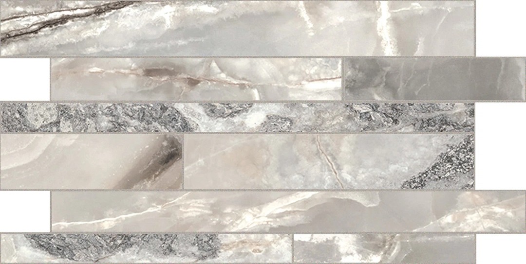 Керамогранит Onyx and More Silver Blend Glossy Modulo Listello Sfalsato 30x60
