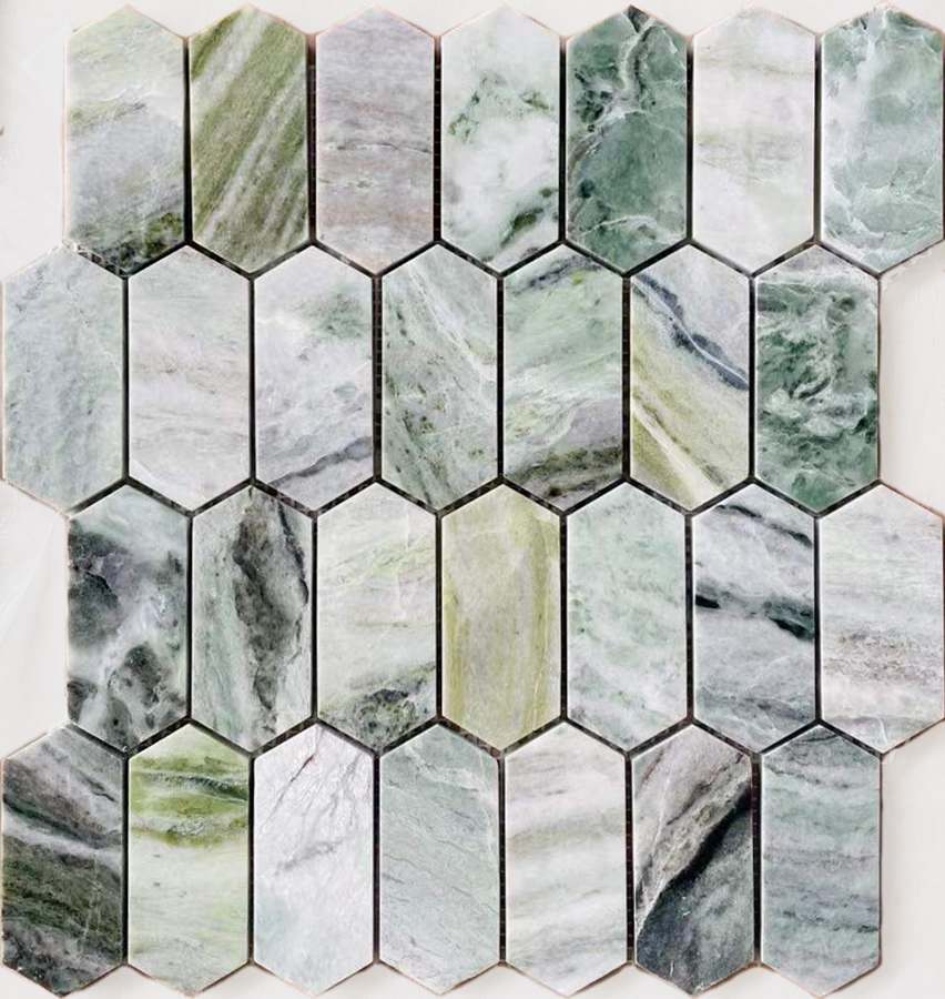  Pietrine Hexagonal Onice Verde Oliva Pol Long Hex 3.8х8.6 27.8x30.4