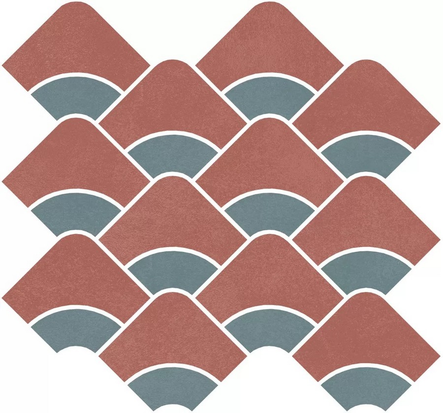  плитка Таделакт Наборный Красный Бирюзовый Матовый 28x30