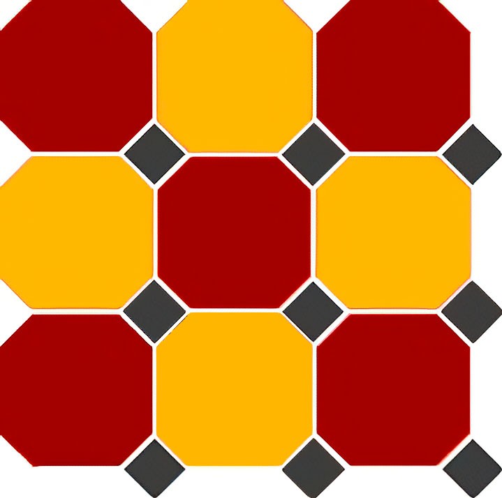  Octagon New 4420/21 Oct14-A Brick Red 20 Ochre Yellow 21 Octagon/Black 14 Dots 30x30