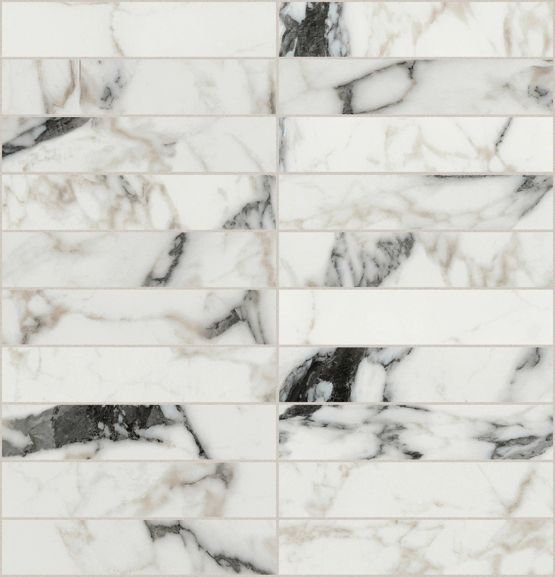  Les Bijoux De Rex Calacatta Altissimo Blanc Glossy Mosaico 3x15 30x30