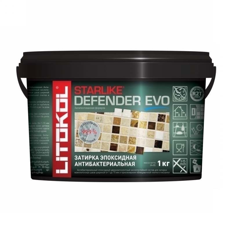  Антибактериальная эпоксидная затирка Starlike Defender EVO S.240 MOKA ведро 1 кг