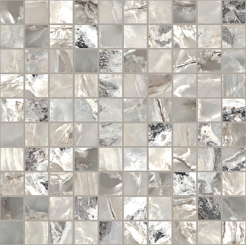 Onyx and More Silver Blend Satin Mosaico 3x3  Керамогранит 30x30