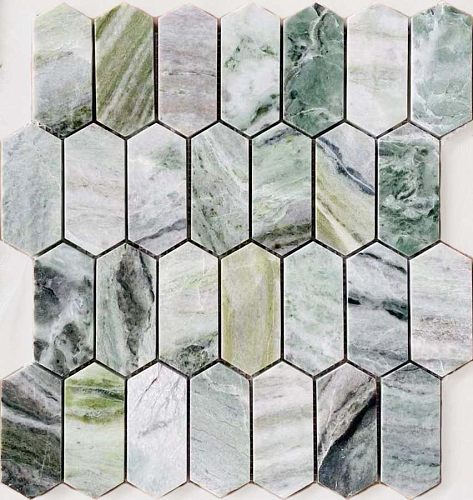 Pietrine Hexagonal Onice Verde Oliva Pol Long Hex 3.8х8.6  Керамическая плитка 27.8x30.4